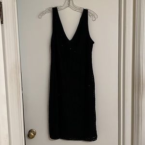 Adrianna Papell Evening women's stretch beaded lined black sheath dress size 10